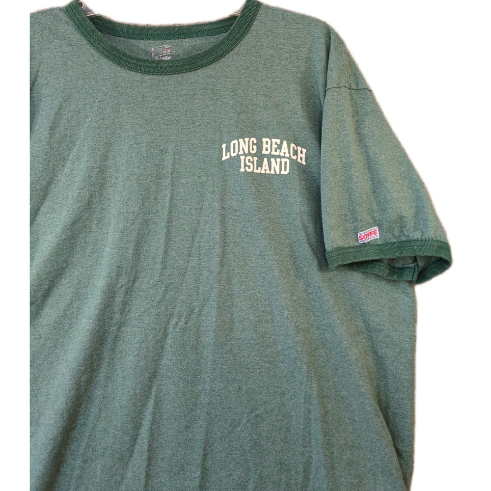 Soffe Ringer T‑Shirt Men’s XL Green Short Sleeve Long Beach Island LBI NJ Jersey